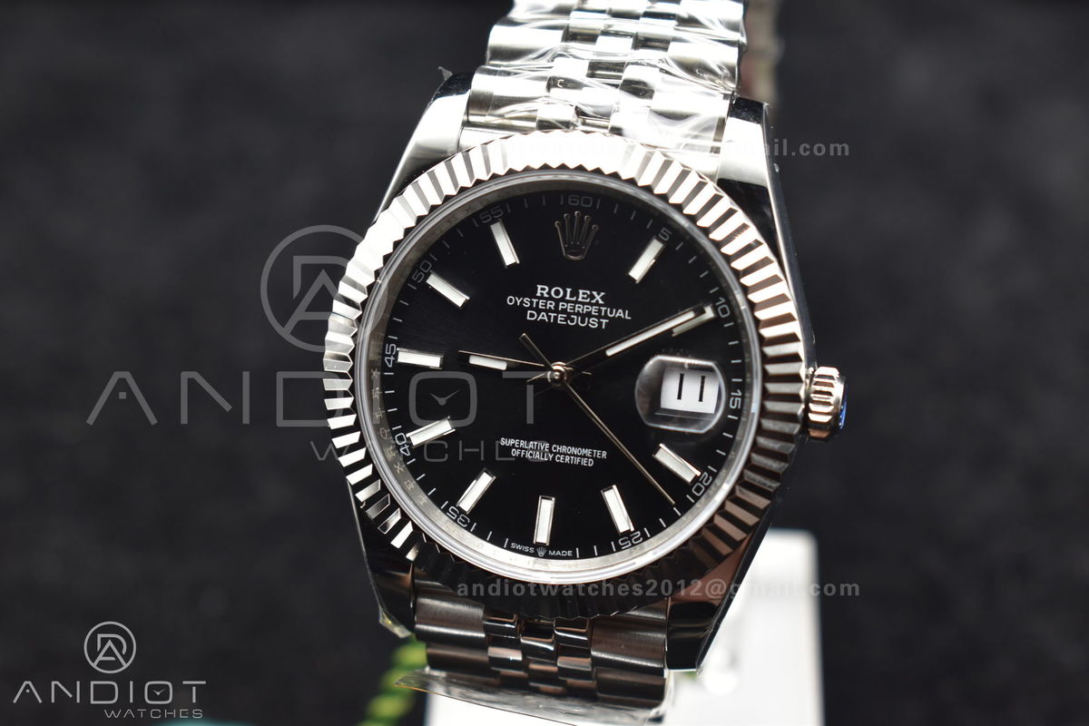 DateJust 41 126334 DIWF 1:1 Best Edition 904L Steel Black Stick Dial on Jubilee Bracelet SA3235